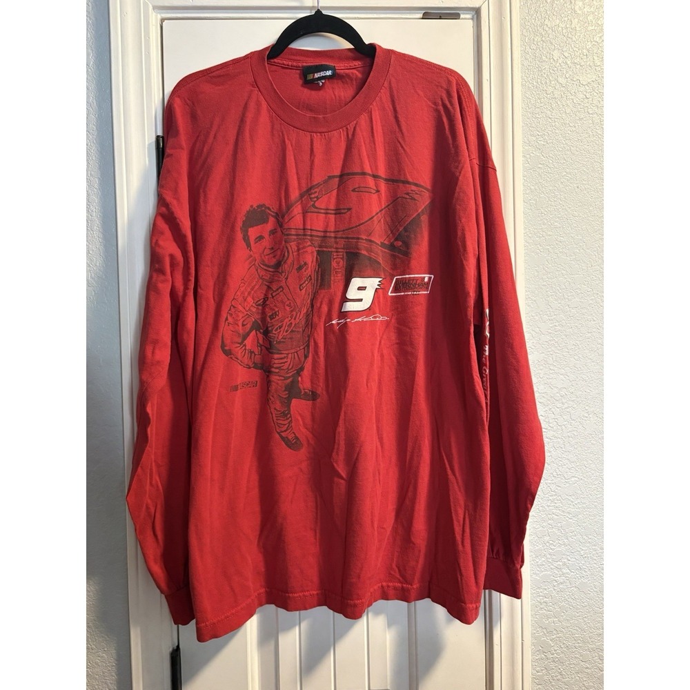 NASCAR Kasey Kahne Budweiser Long‎ Sleeve Shirt Mens 2XL Red Graphic Racing Tee